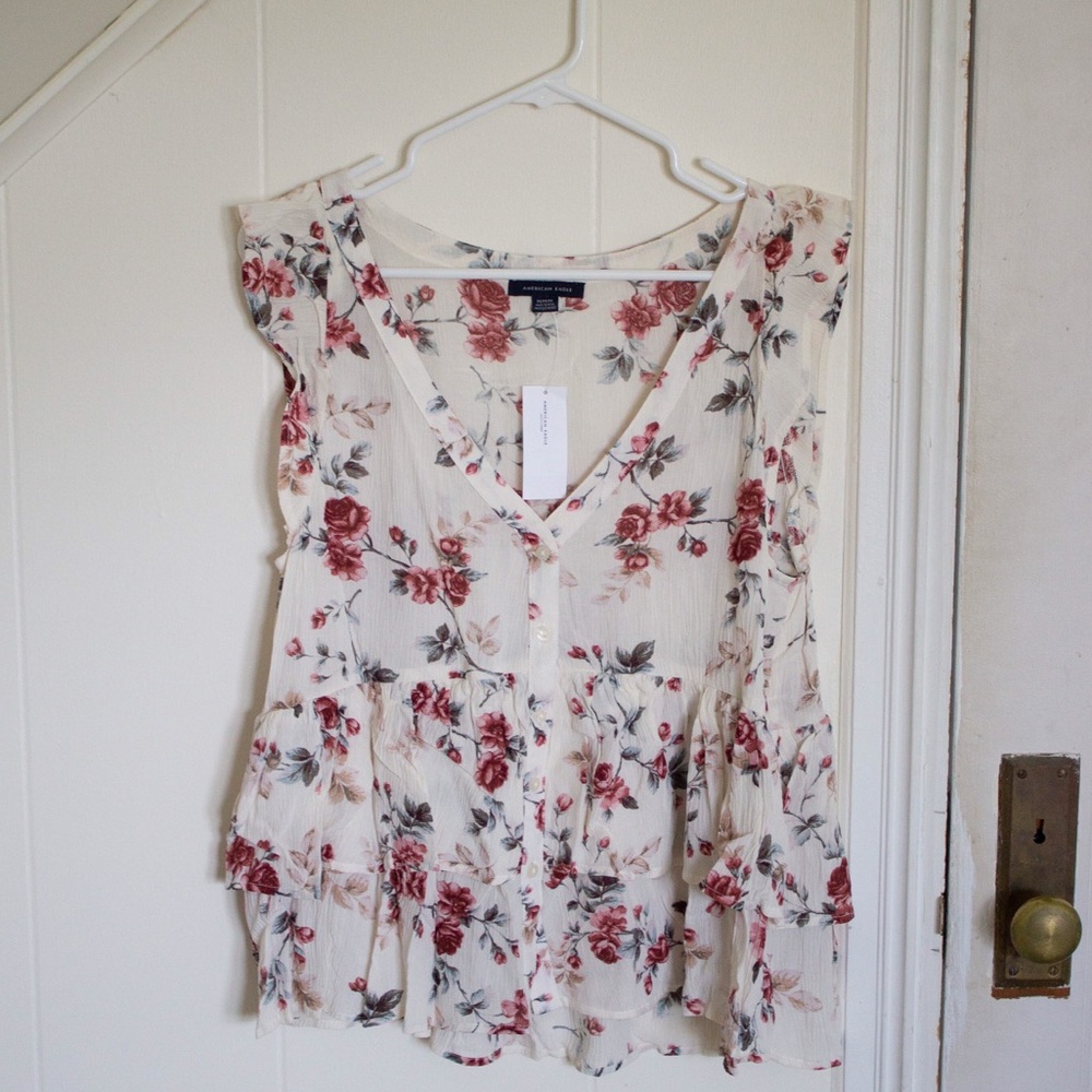 AE Floral Ruffle Shirt